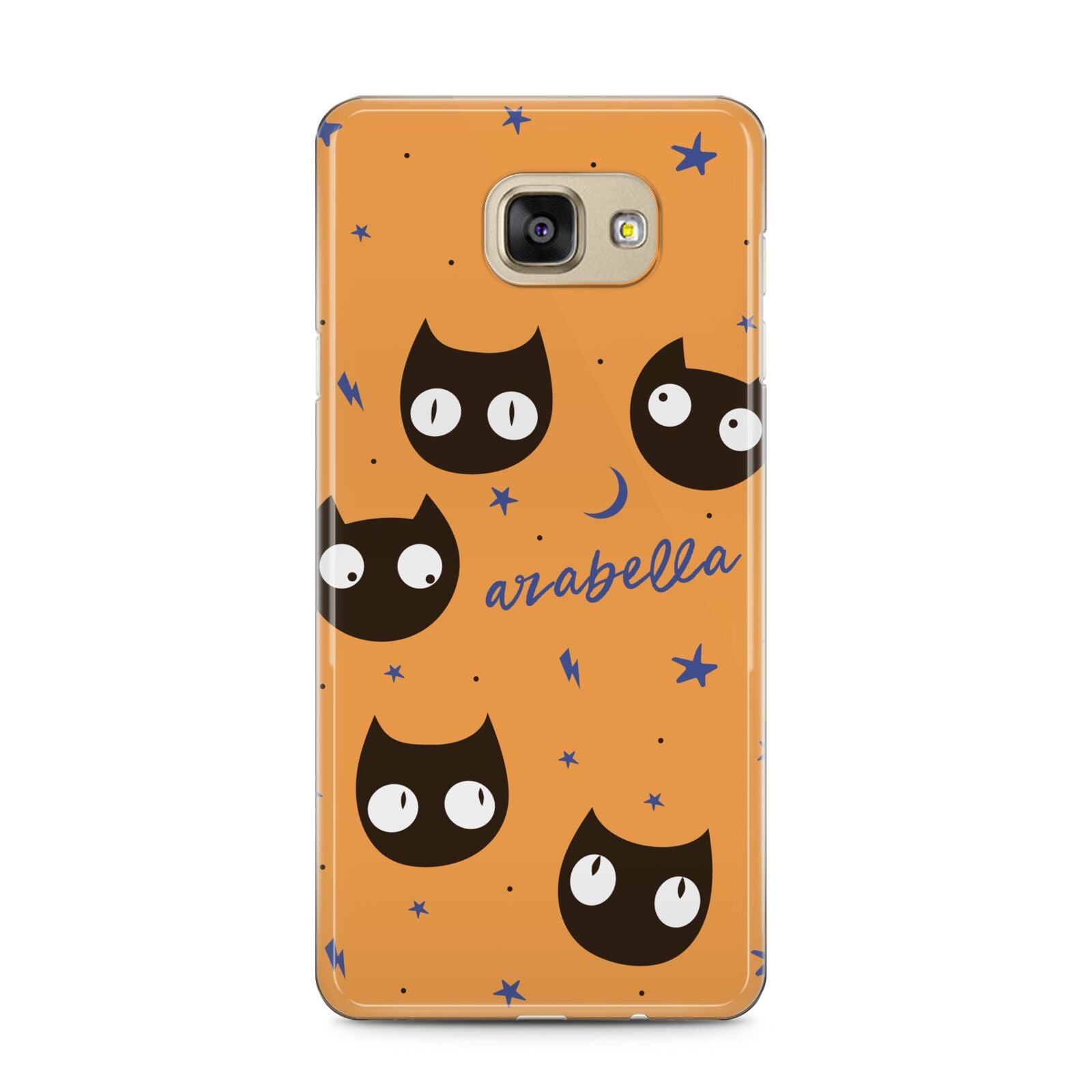 Personalised Cat Halloween Samsung Galaxy A5 2016 Case on gold phone