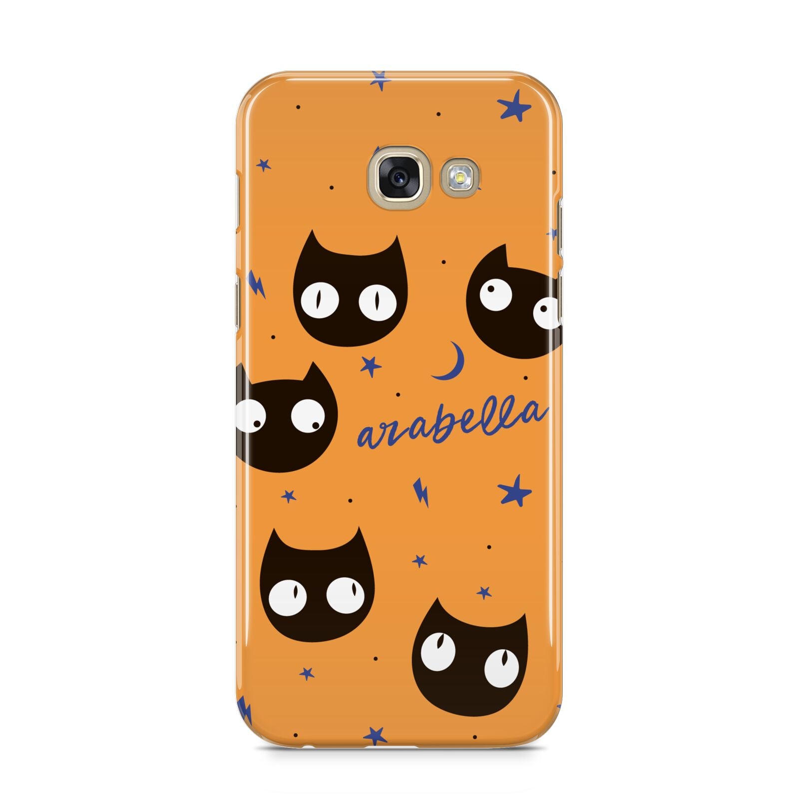 Personalised Cat Halloween Samsung Galaxy A5 2017 Case on gold phone