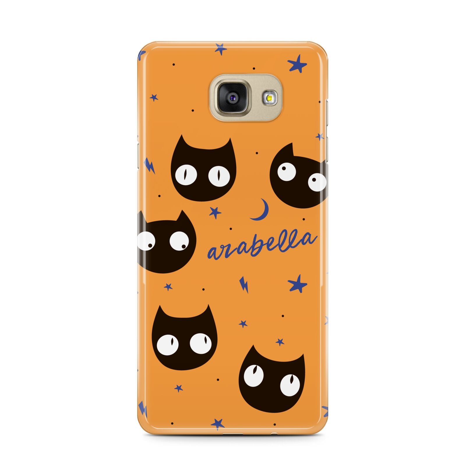 Personalised Cat Halloween Samsung Galaxy A7 2016 Case on gold phone