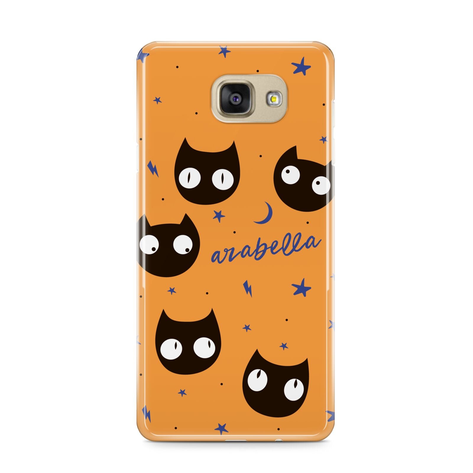 Personalised Cat Halloween Samsung Galaxy A9 2016 Case on gold phone