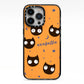 Personalised Cat Halloween iPhone 13 Pro Black Impact Case on Silver phone