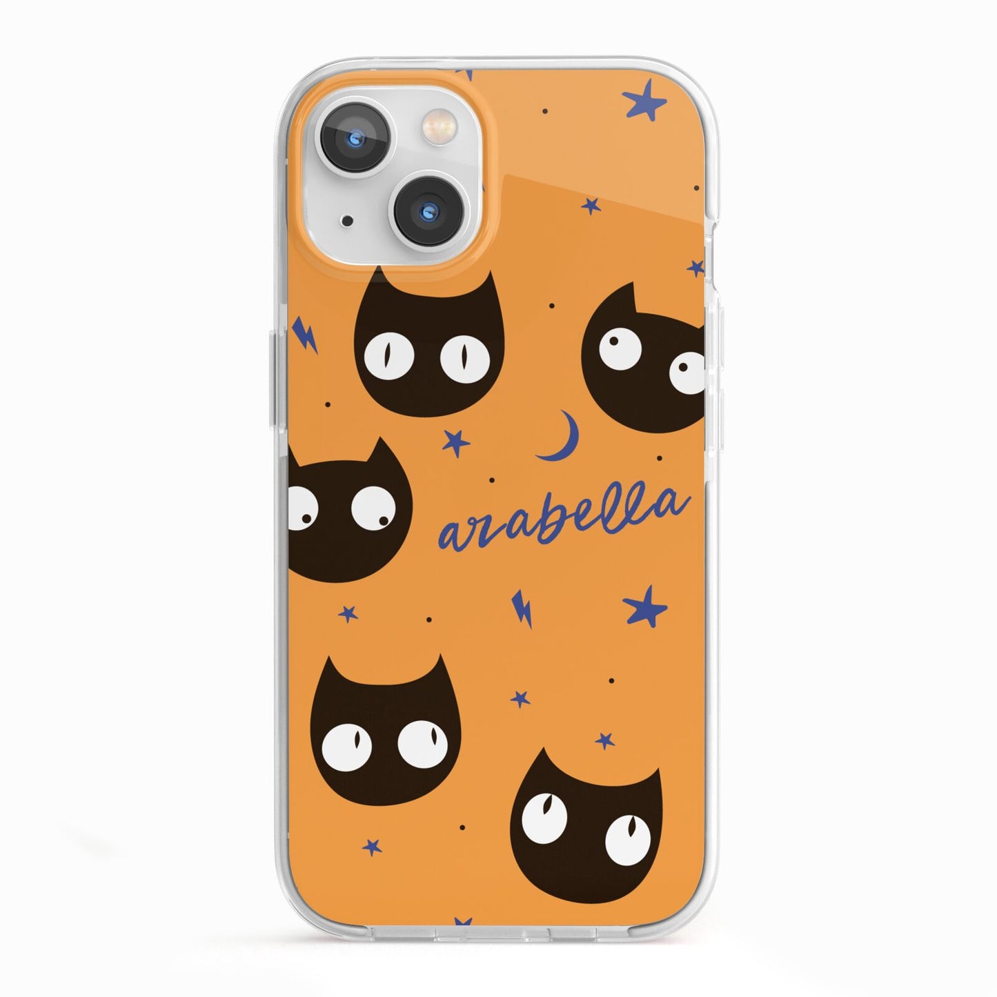 Personalised Cat Halloween iPhone 13 TPU Impact Case with White Edges