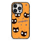 Personalised Cat Halloween iPhone 14 Pro Black Impact Case on Silver phone