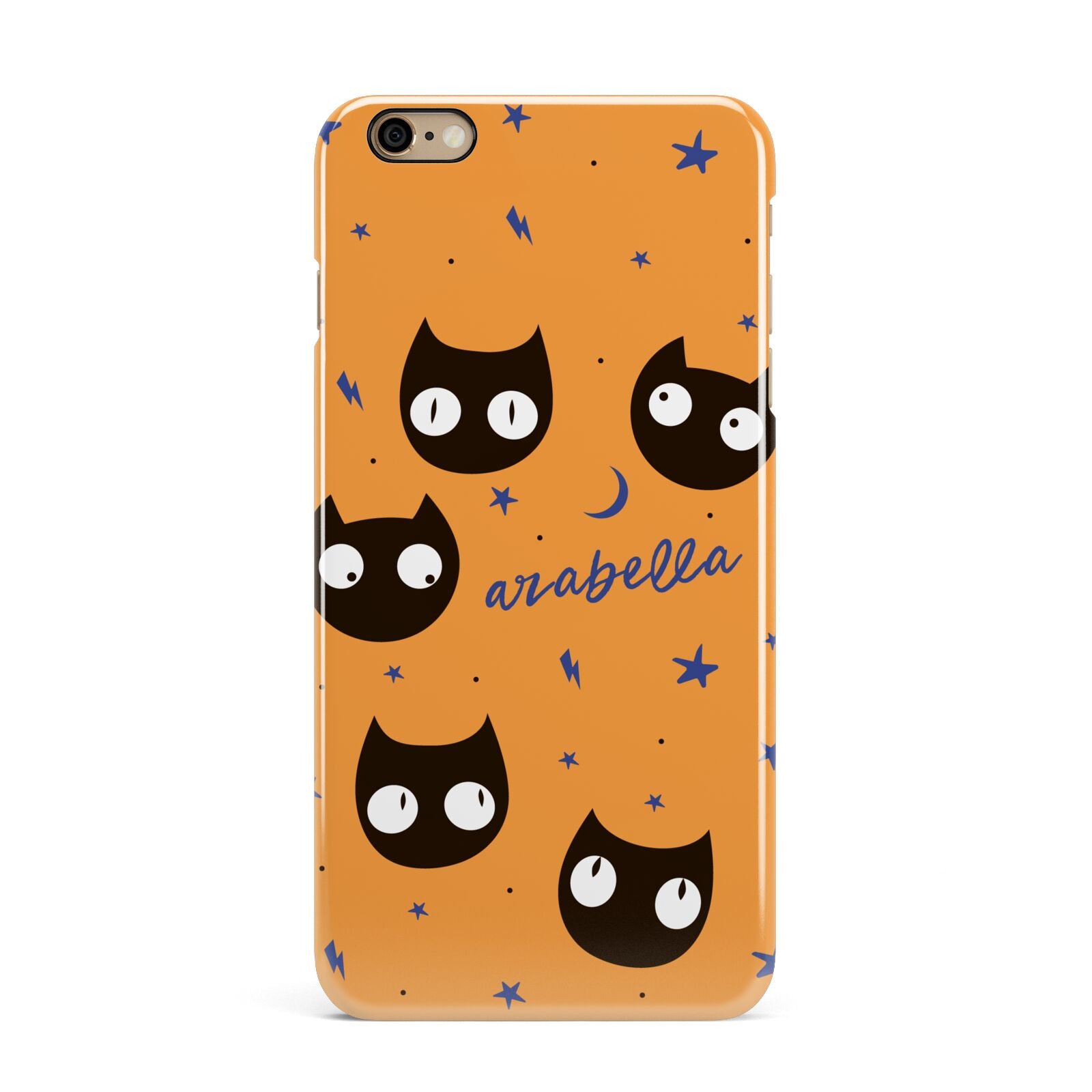 Personalised Cat Halloween iPhone 6 Plus 3D Snap Case on Gold Phone