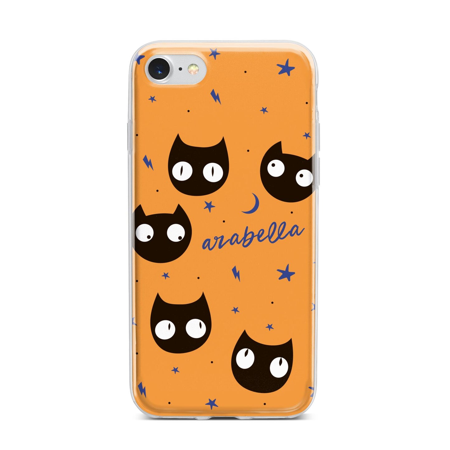Personalised Cat Halloween iPhone 7 Bumper Case on Silver iPhone