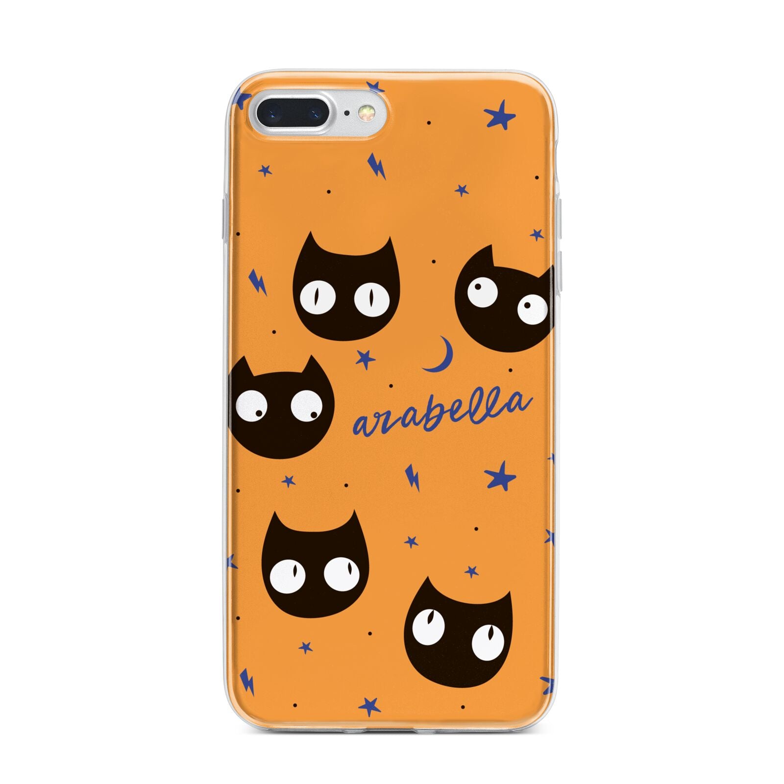Personalised Cat Halloween iPhone 7 Plus Bumper Case on Silver iPhone