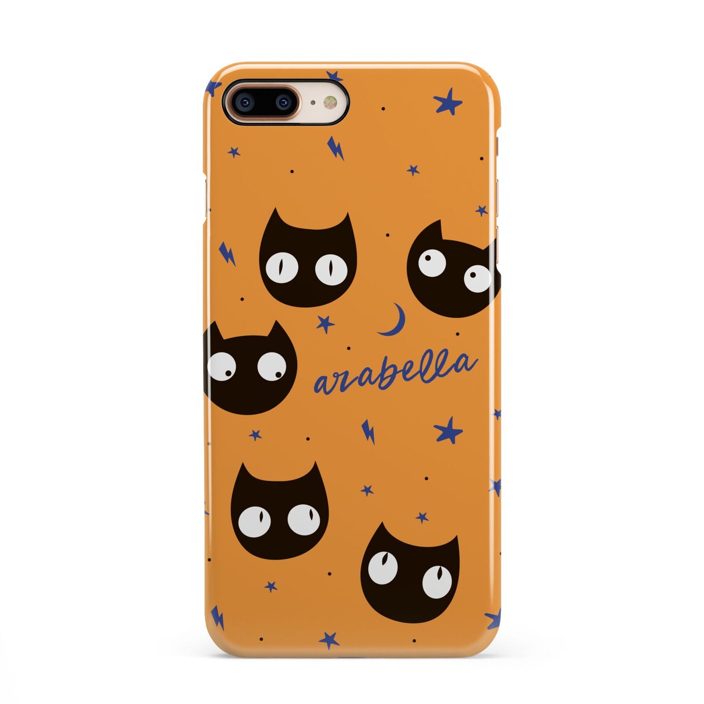 Personalised Cat Halloween iPhone 8 Plus 3D Snap Case on Gold Phone