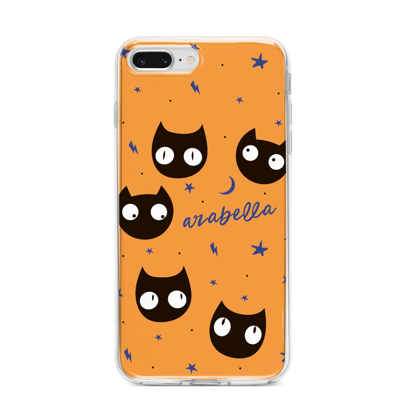 Personalised Cat Halloween iPhone 8 Plus Bumper Case on Silver iPhone