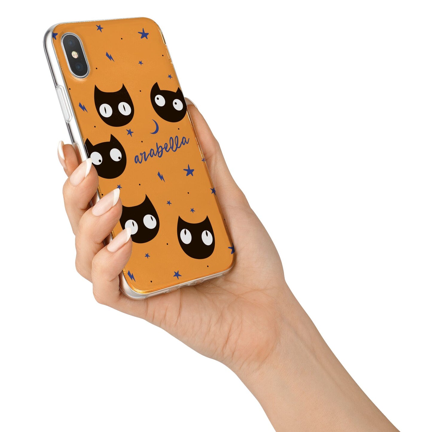 Personalised Cat Halloween iPhone X Bumper Case on Silver iPhone Alternative Image 2