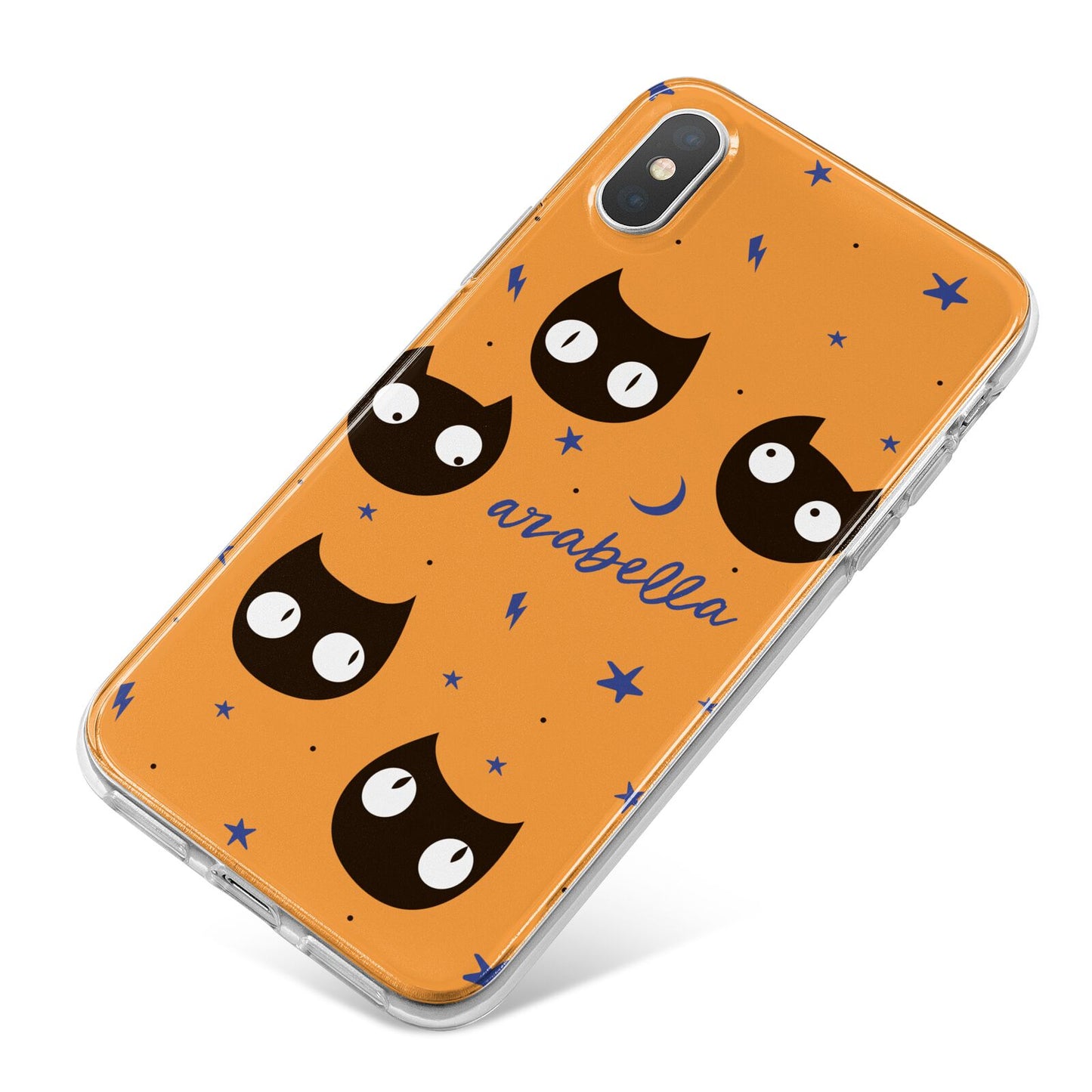 Personalised Cat Halloween iPhone X Bumper Case on Silver iPhone