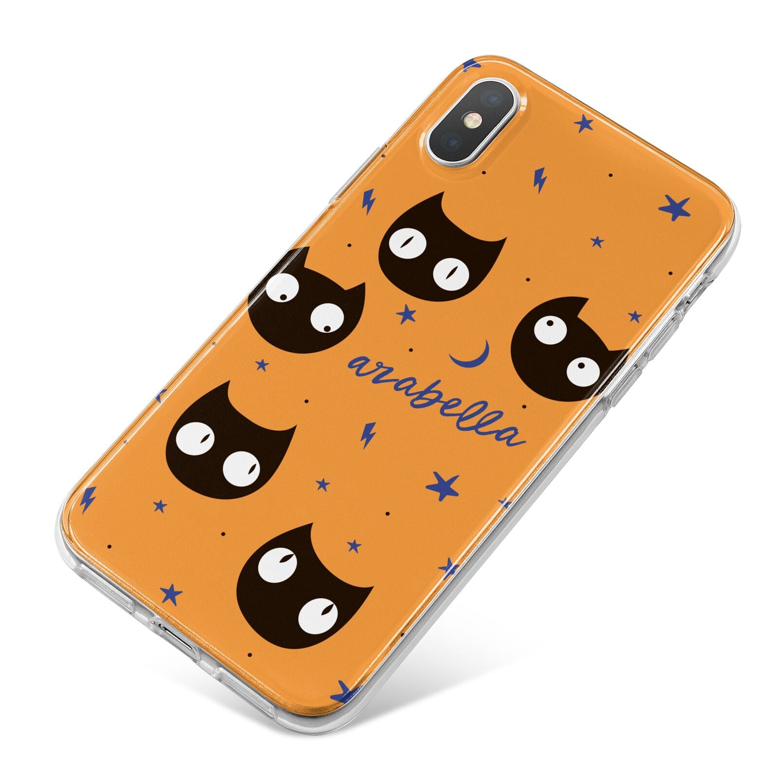 Personalised Cat Halloween iPhone X Bumper Case on Silver iPhone