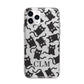 Personalised Cat Initials Clear Apple iPhone 11 Pro Max in Silver with Bumper Case