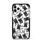 Personalised Cat Initials Clear Apple iPhone 11 Pro in Silver with Black Impact Case