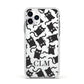 Personalised Cat Initials Clear Apple iPhone 11 Pro in Silver with White Impact Case