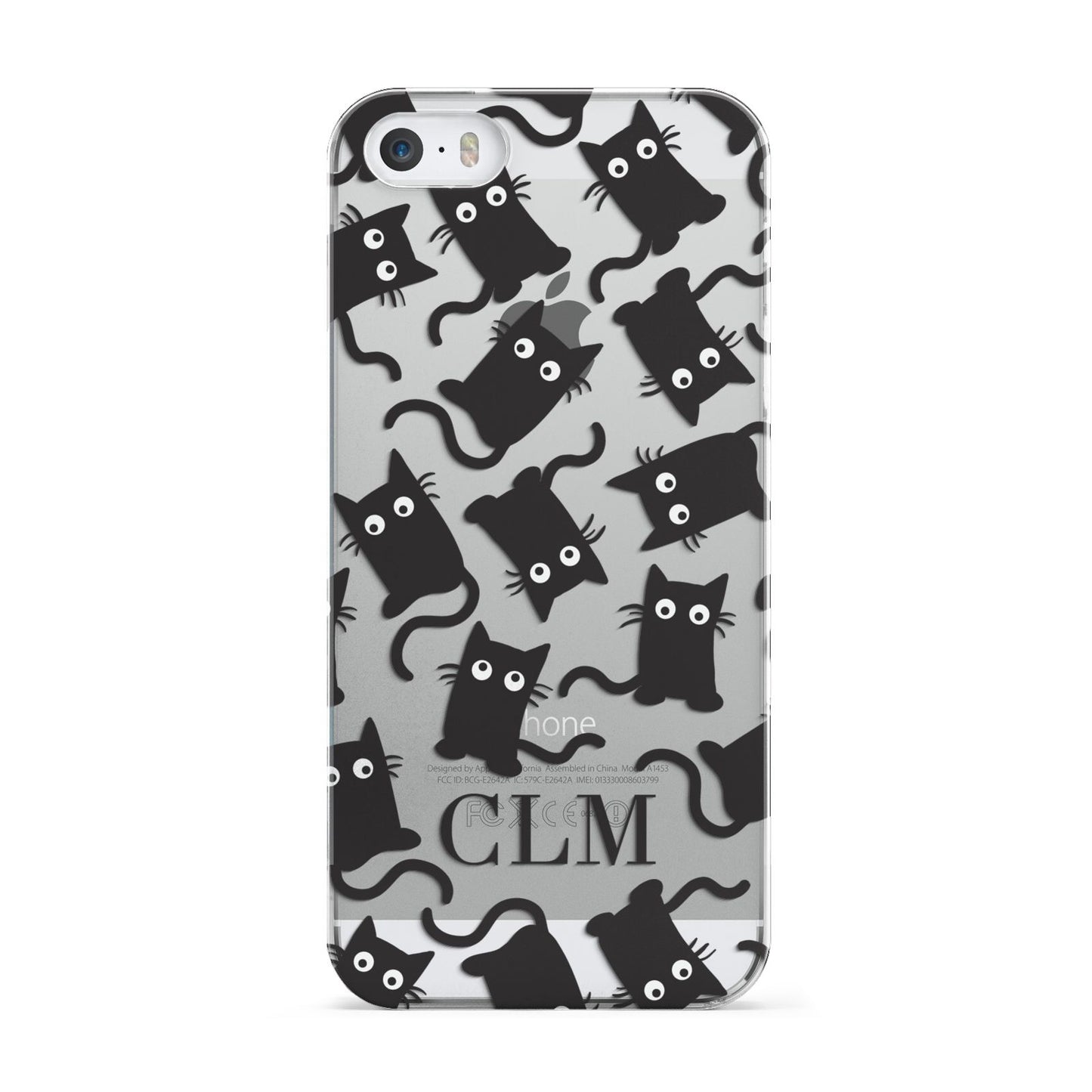 Personalised Cat Initials Clear Apple iPhone 5 Case