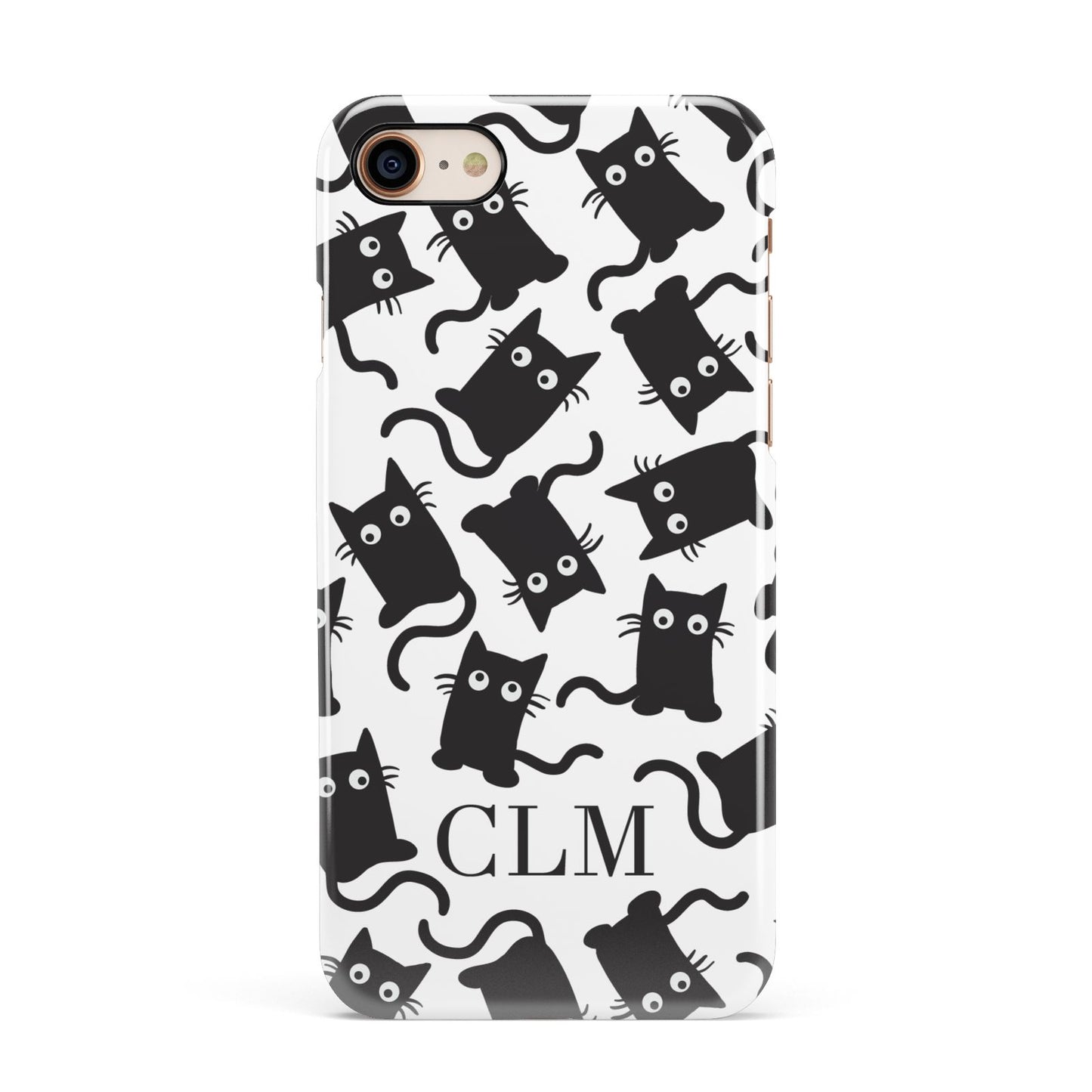 Personalised Cat Initials Clear Apple iPhone 7 8 3D Snap Case