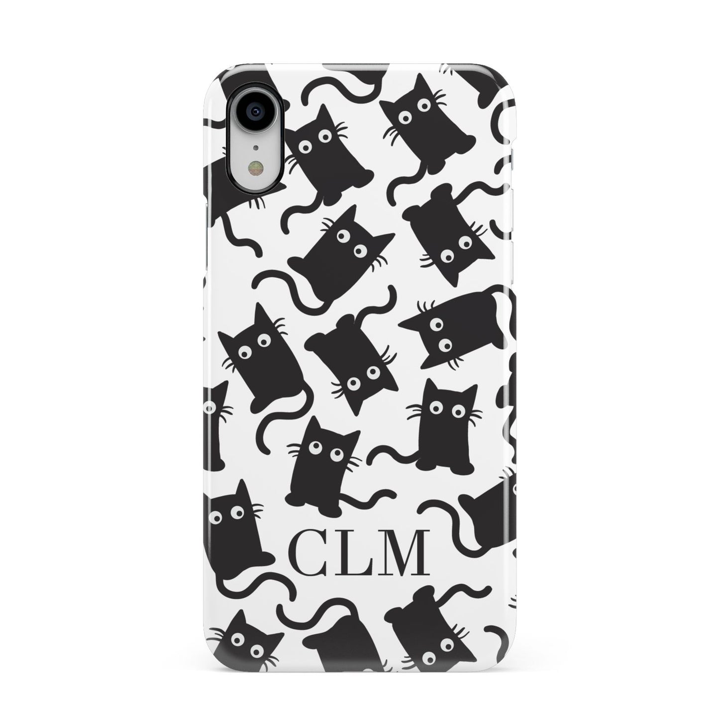 Personalised Cat Initials Clear Apple iPhone XR White 3D Snap Case