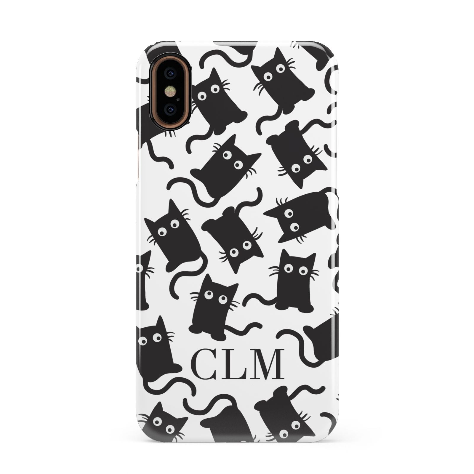 Personalised Cat Initials Clear Apple iPhone XS 3D Snap Case