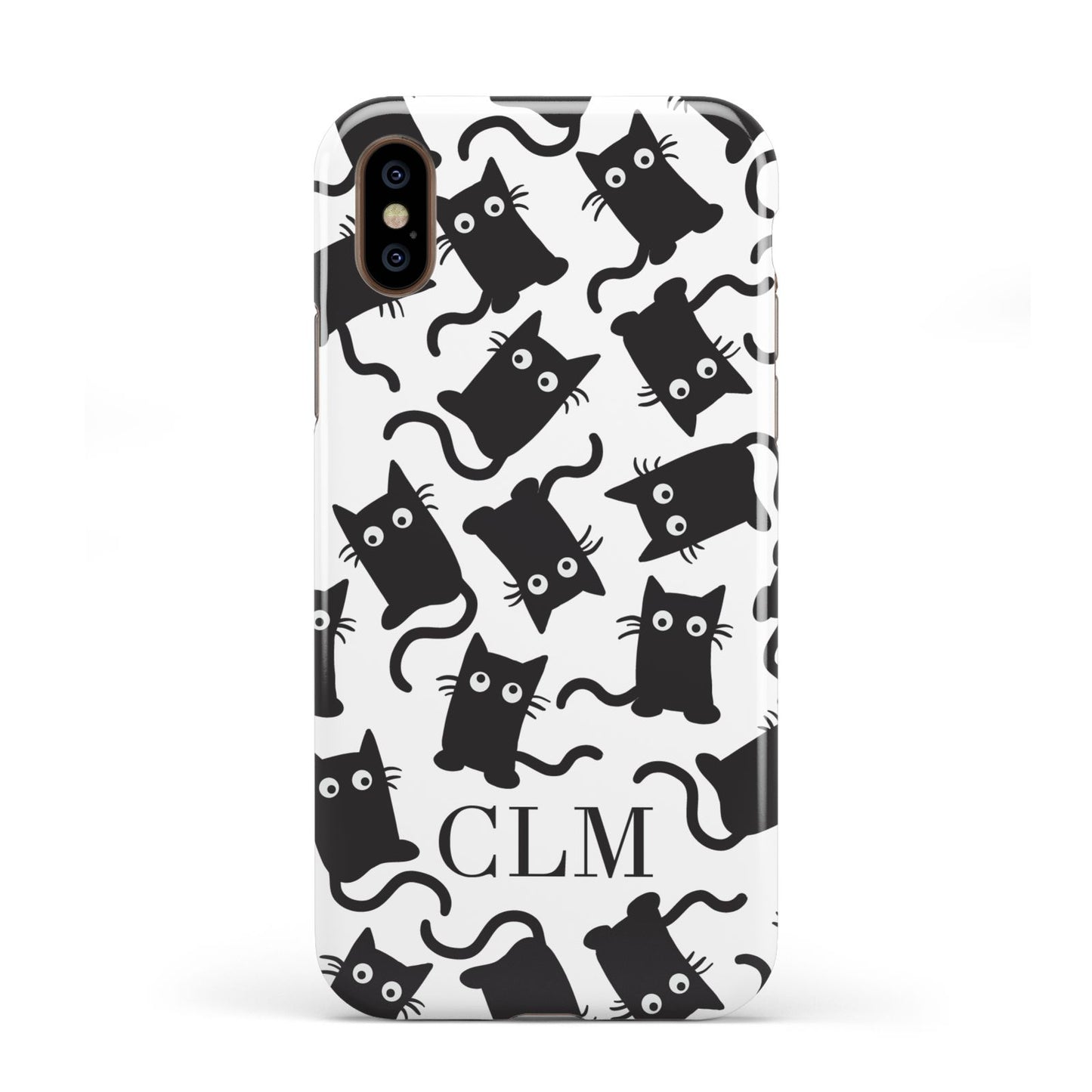 Personalised Cat Initials Clear Apple iPhone XS 3D Tough