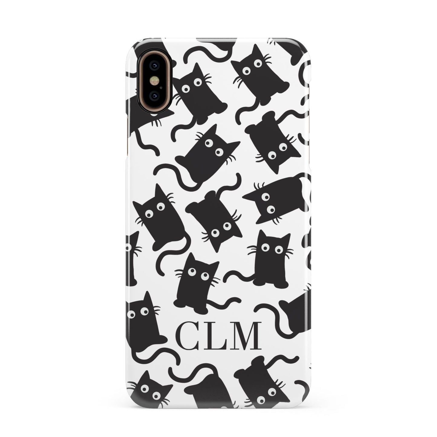 Personalised Cat Initials Clear Apple iPhone Xs Max 3D Snap Case