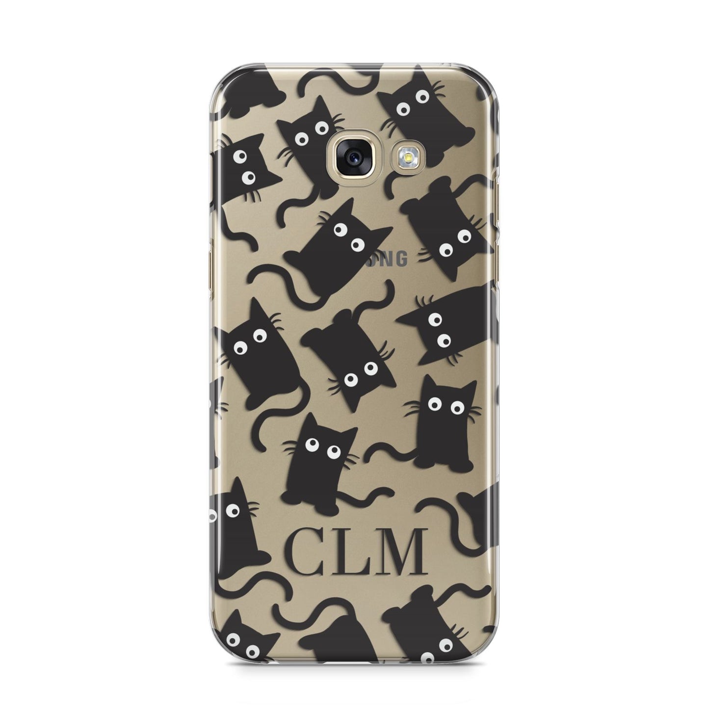 Personalised Cat Initials Clear Samsung Galaxy A5 2017 Case on gold phone