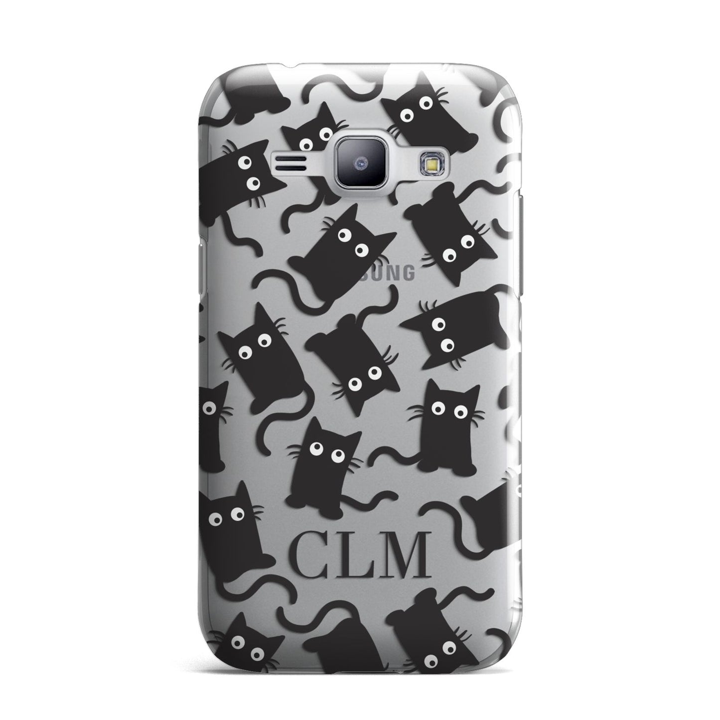 Personalised Cat Initials Clear Samsung Galaxy J1 2015 Case