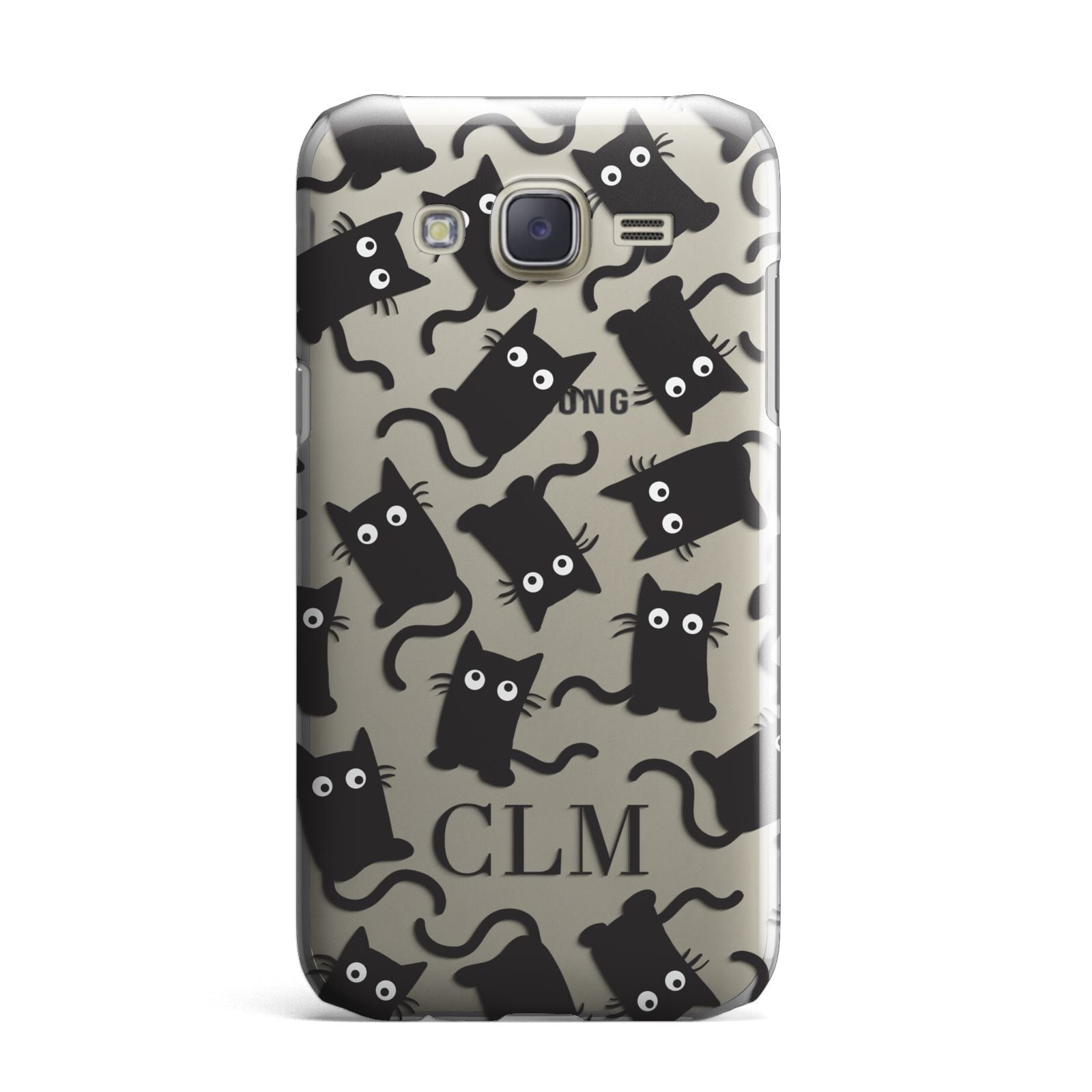 Personalised Cat Initials Clear Samsung Galaxy J7 Case