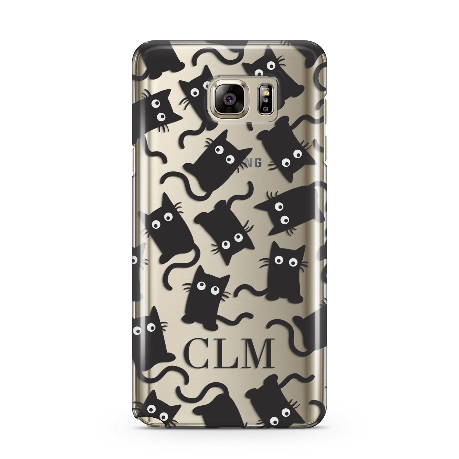 Personalised Cat Initials Clear Samsung Galaxy Note 5 Case
