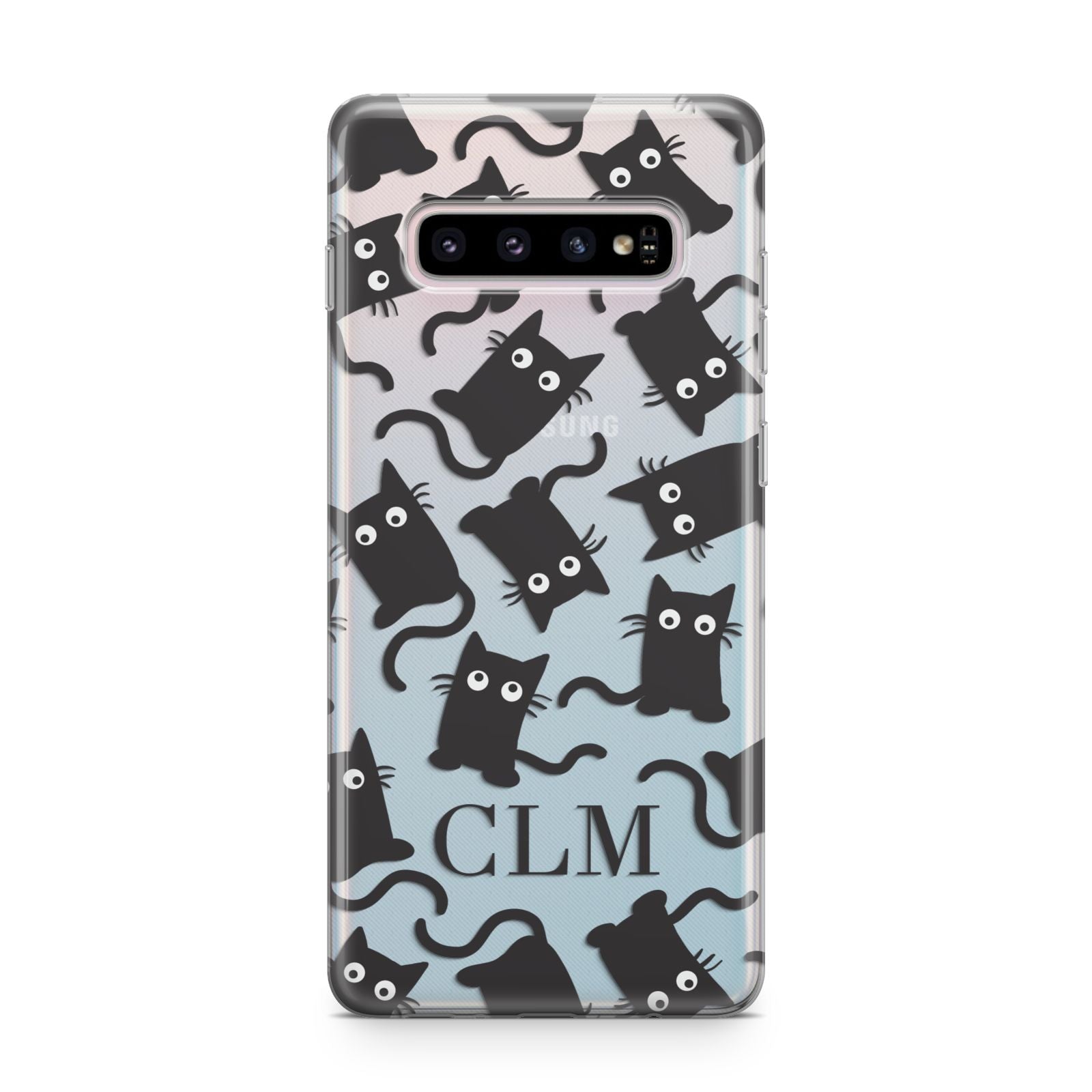 Personalised Cat Initials Clear Samsung Galaxy S10 Plus Case