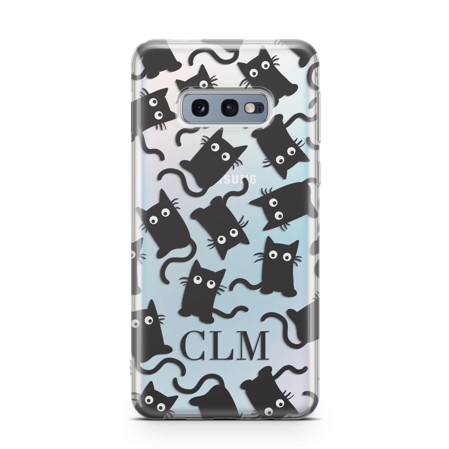 Personalised Cat Initials Clear Samsung Galaxy S10E Case