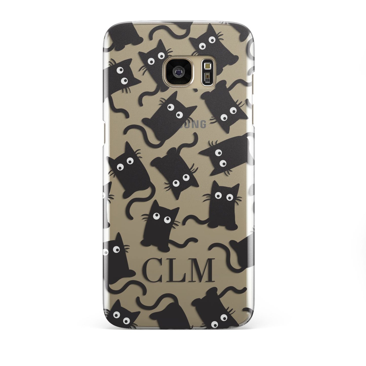 Personalised Cat Initials Clear Samsung Galaxy S7 Edge Case