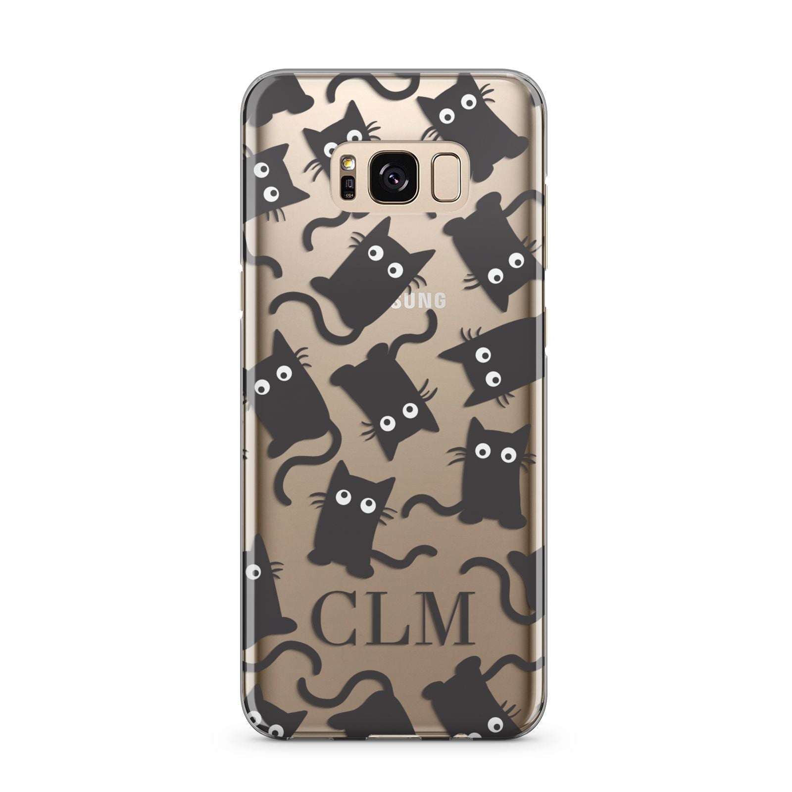 Personalised Cat Initials Clear Samsung Galaxy S8 Plus Case