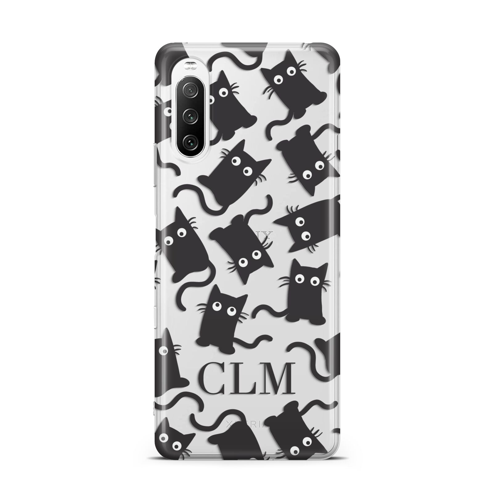 Personalised Cat Initials Clear Sony Xperia 10 III Case