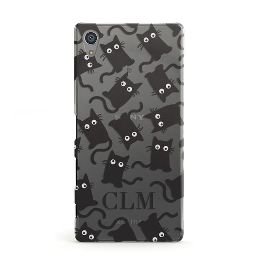 Personalised Cat Initials Clear Sony Xperia Case