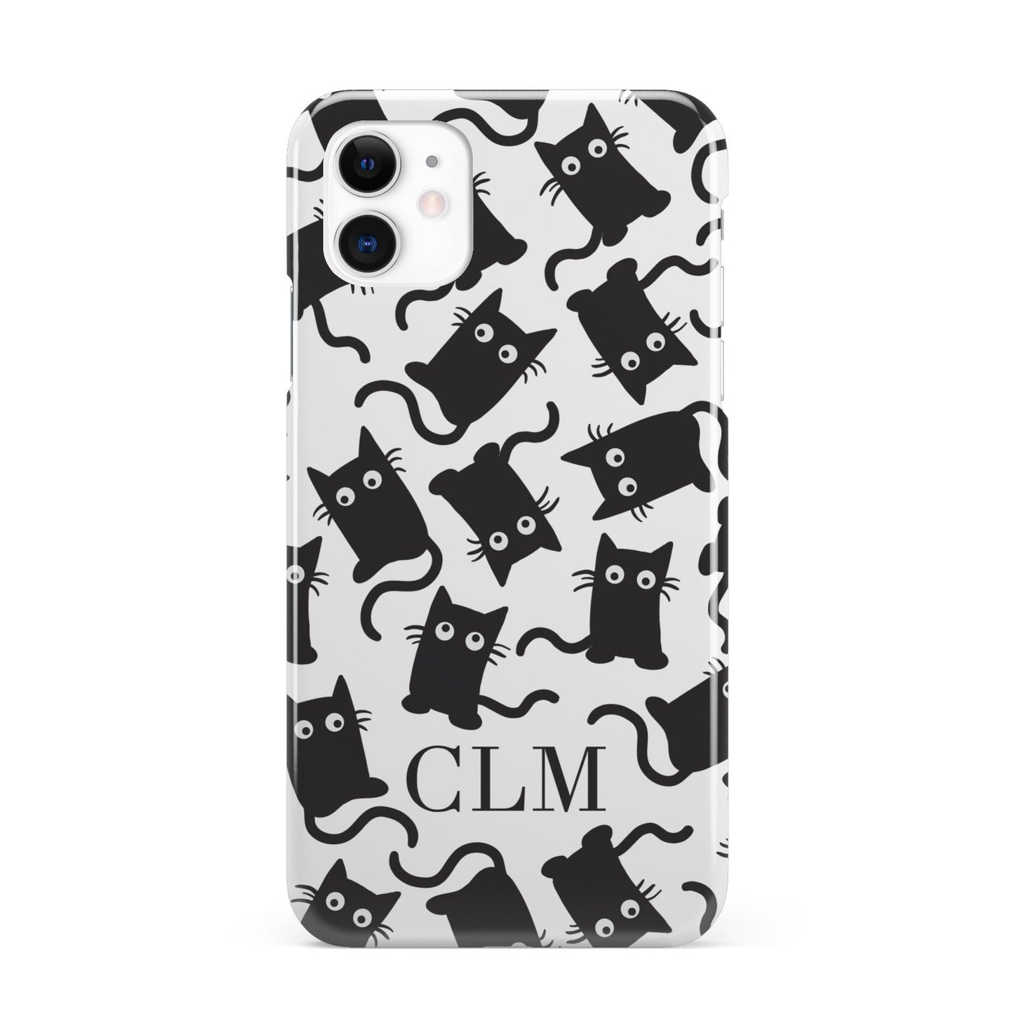 Personalised Cat Initials Clear iPhone 11 3D Snap Case