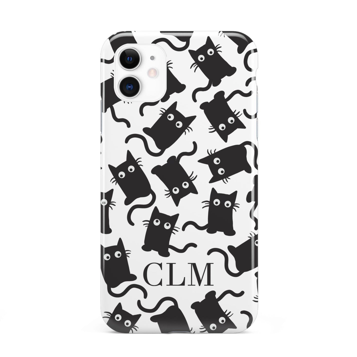 Personalised Cat Initials Clear iPhone 11 3D Tough Case