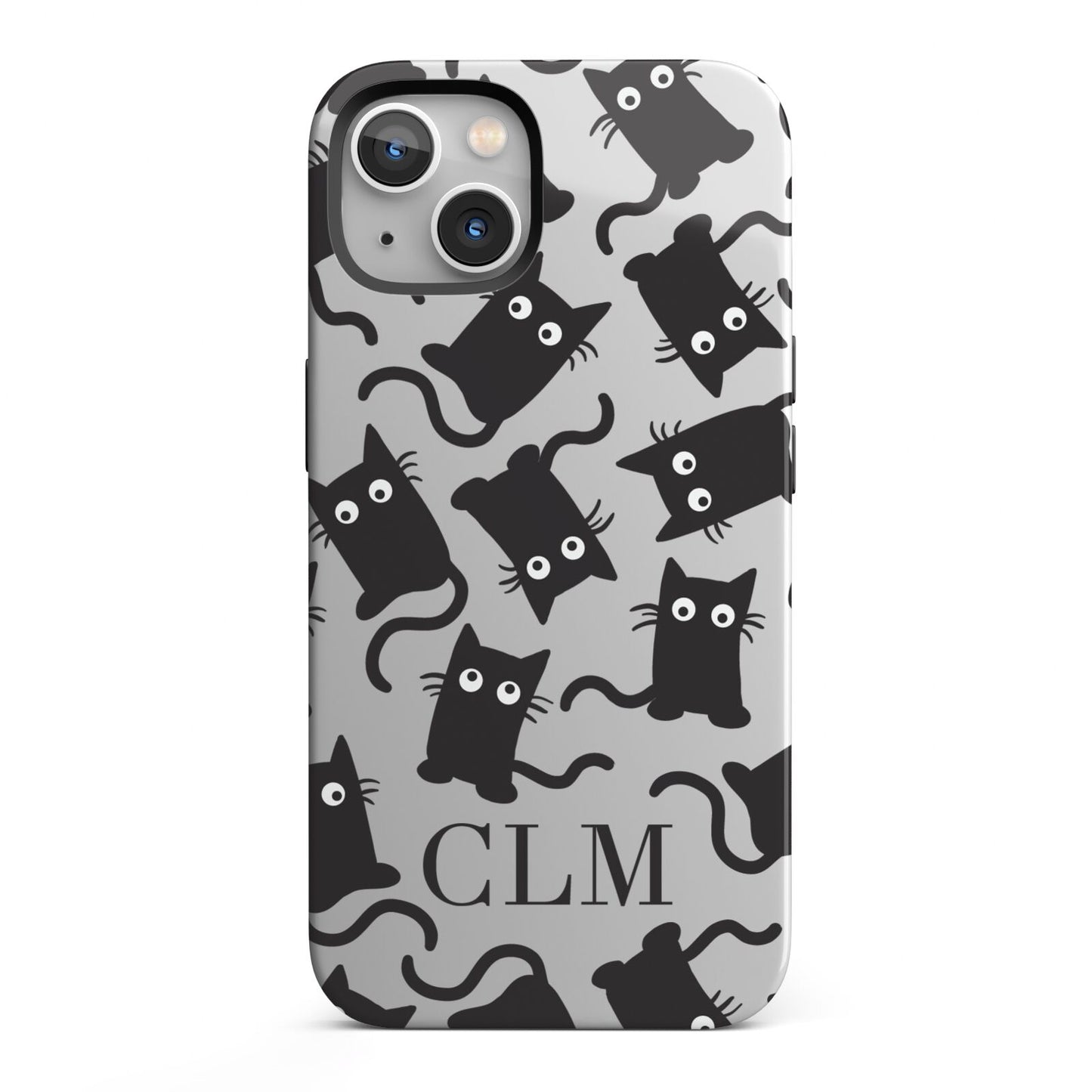 Personalised Cat Initials Clear iPhone 13 Full Wrap 3D Tough Case