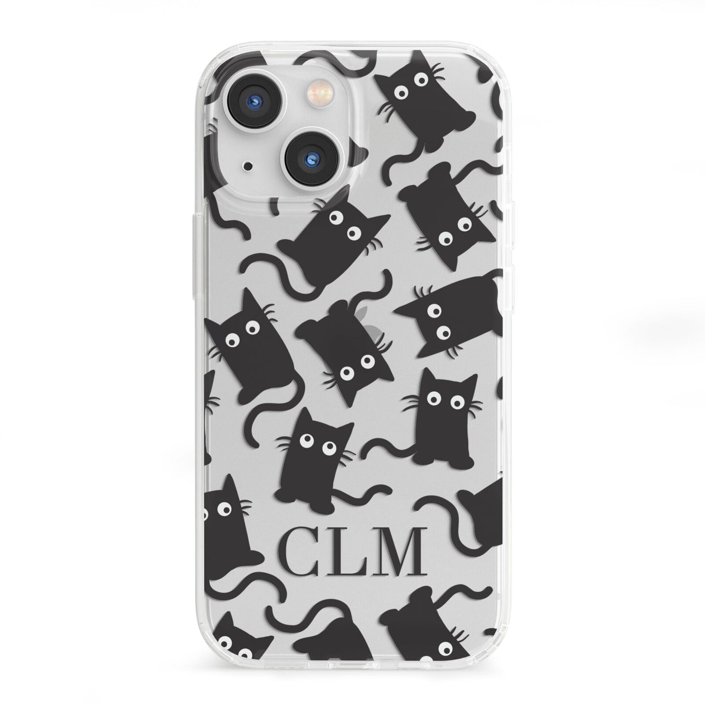 Personalised Cat Initials Clear iPhone 13 Mini Clear Bumper Case