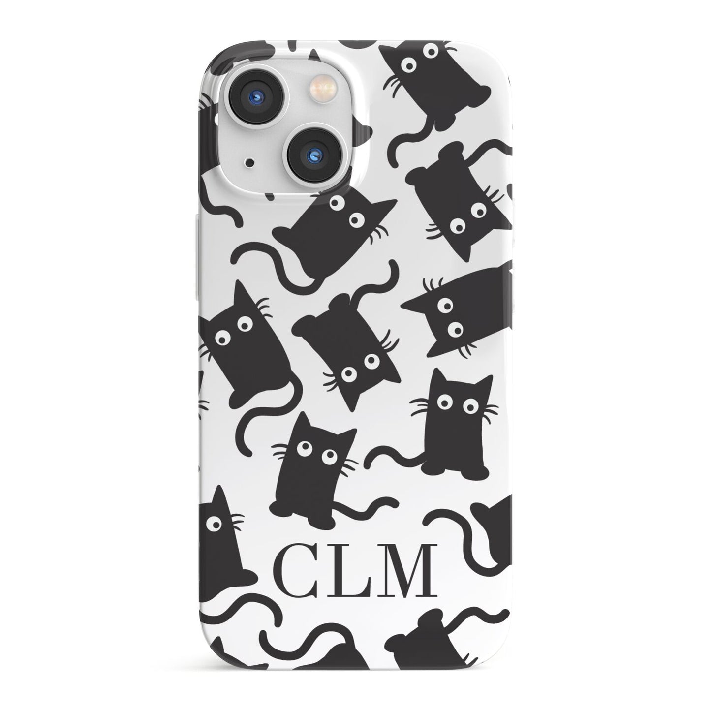 Personalised Cat Initials Clear iPhone 13 Mini Full Wrap 3D Snap Case