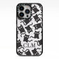 Personalised Cat Initials Clear iPhone 13 Pro Black Impact Case on Silver phone
