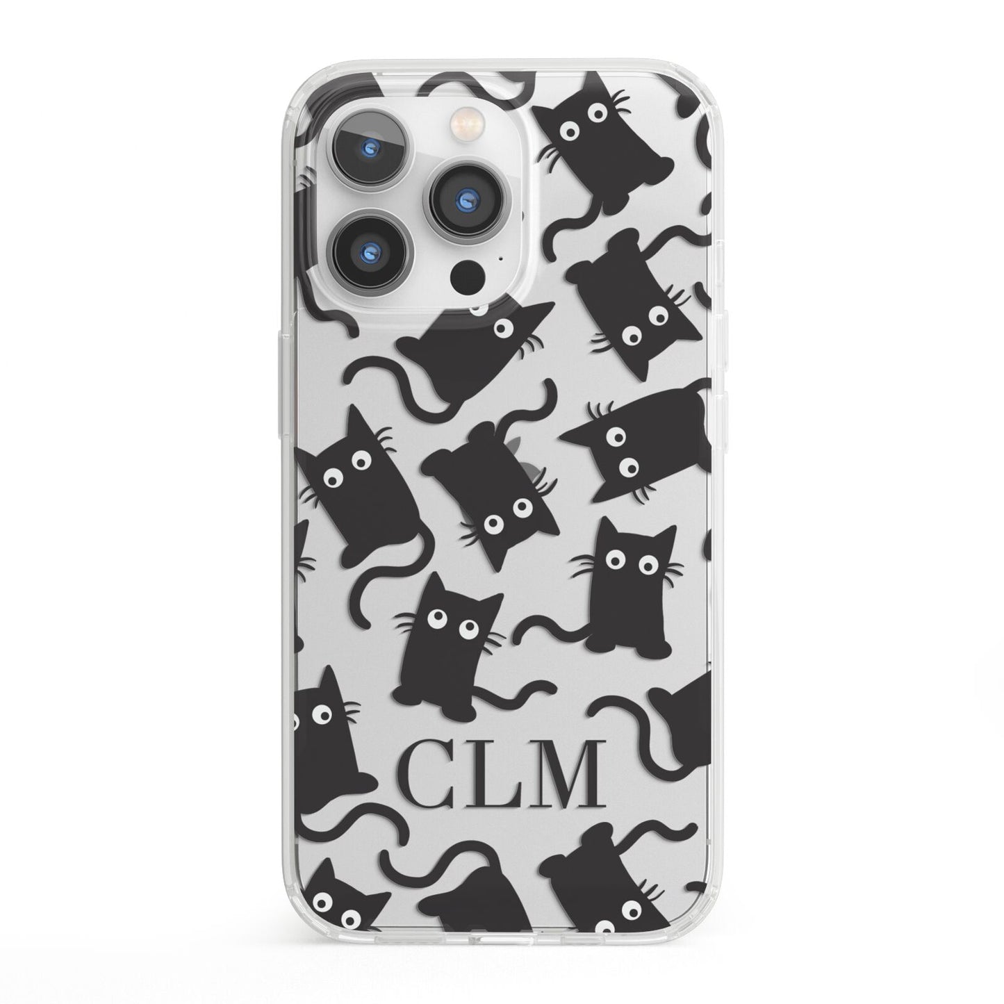 Personalised Cat Initials Clear iPhone 13 Pro Clear Bumper Case