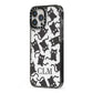 Personalised Cat Initials Clear iPhone 13 Pro Max Black Impact Case Side Angle on Silver phone