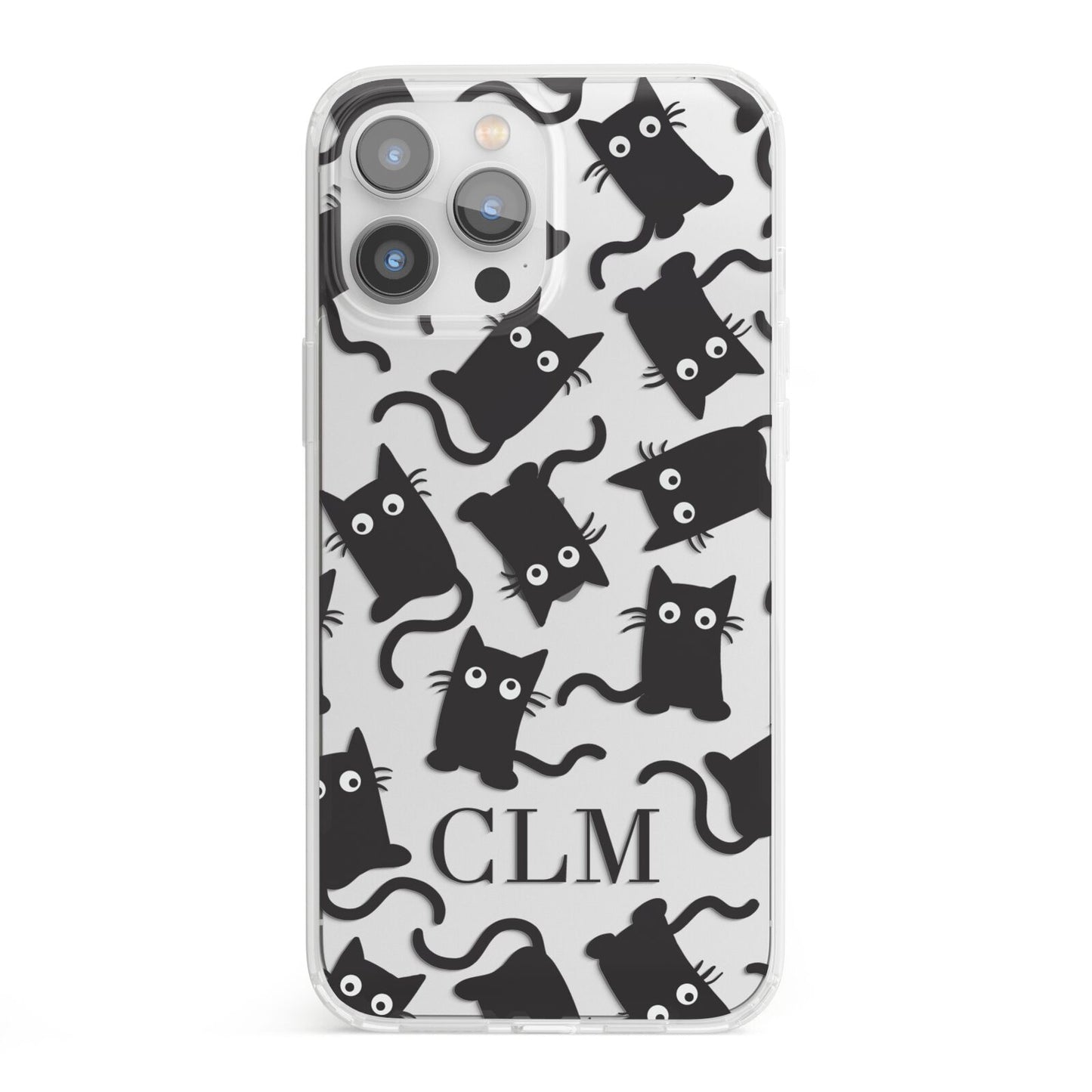 Personalised Cat Initials Clear iPhone 13 Pro Max Clear Bumper Case