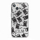 Personalised Cat Initials Clear iPhone 13 TPU Impact Case with White Edges