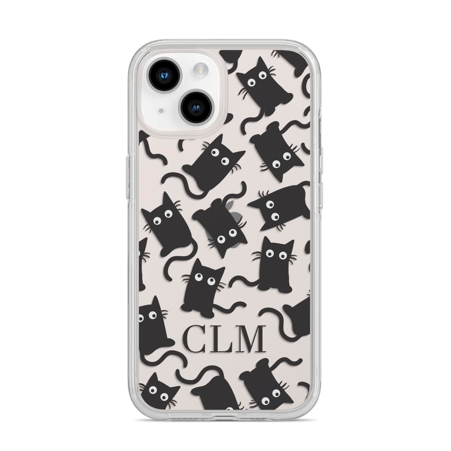Personalised Cat Initials Clear iPhone 14 Clear Tough Case Starlight