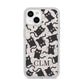 Personalised Cat Initials Clear iPhone 14 Glitter Tough Case Starlight