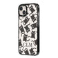 Personalised Cat Initials Clear iPhone 14 Plus Black Impact Case Side Angle on Silver phone