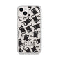 Personalised Cat Initials Clear iPhone 14 Plus Clear Tough Case Starlight