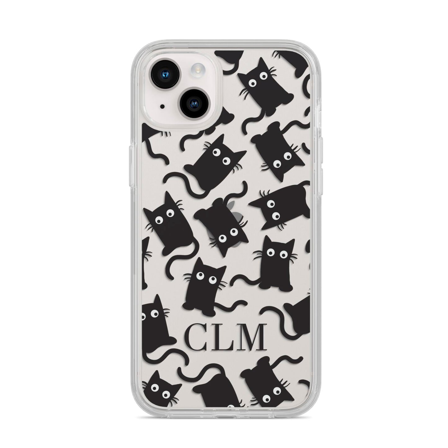 Personalised Cat Initials Clear iPhone 14 Plus Clear Tough Case Starlight