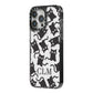 Personalised Cat Initials Clear iPhone 14 Pro Max Black Impact Case Side Angle on Silver phone
